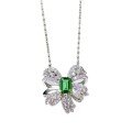wholesale Sterling Silver, New European Luxury Butterfly Necklace for Women with Grand Emerald Pendant 40+5-0-4