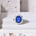 wholesale S925 Sterling Silver Vintage-Inspired Luxury Six-Ray Star Ruby and Sapphire Ring-0-1