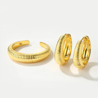 wholesale S925 Sterling Silver Threaded Plain Hoop Earring Clasps, High-End French Luxury Style Circle Ring, Simple and Versatile Jewelry-Gold-threaded earrings earrings (outer diameter 13mm, inner diameter 8.5mm)