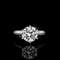 S925 Silver Moissanite Ring, 3-Carat Half-Band Open Adjustable High-End Women's Ring-2 carats (empty setting)  US number 9