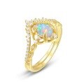 wholesale S925 Sterling Silver Gold-Plated Japanese New Retro Palace Style Opal Ring, Niche Design for Cross-Border Supply-0-5