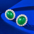 wholesale 925 Sterling Silver Inlaid 10*12 Green Chalcedony Earrings Rich Lady Style Extravagant Classic Earring Drop Shipping-0-1