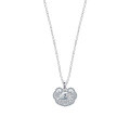 Sterling Silver Women's Necklace with Mosaic Lock Pendant-0-3