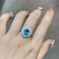 Platinum Vintage Lab-Grown Paraiba Ring, Elegant and Tarnish-Resistant-0-2
