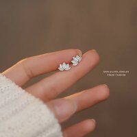 Sterling Silver Anemone Screw Earrings, 2025 New Trendy Minimalist Design-Silver lotus earrings  999 sterling silver