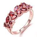 wholesale S925 silver rose gold plated with fashionably designed natural gemstone garnet ring, European and American style-0-4