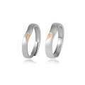 wholesale S925 Sterling Silver Long-Distance Love Heart-Shaped Couple Rings Matching His & Hers Engravable Promise Bands Gift for Girlfriend-0-4
