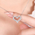 wholesale S925 Maker Hollow Small Heart Light Luxury Delicate Micro-set Diamond Necklace High-end Simple Versatile Elegant Collarbone Chain-0-2