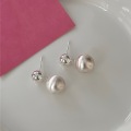 wholesale S925 sterling silver matte brushed sphere earrings, niche design,, elegant and sophisticated women's earrings-0-0
