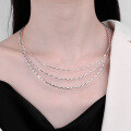 wholesale S925 Sterling Silver DIY Geometric Cut Chain Collar Necklace, Korean Style Versatile Choker-0-0
