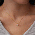 14K Gold Plated 925 Sterling Silver Moissanite Four-Prong Pendant Necklace-0-2