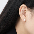 wholesale S925 Sterling Silver Four-Leaf Clover Diamond Stud Earrings Women Minimalist Style Small Fresh Personalized Elegant Heart-shaped Silver Earrings Wholesale-0-2