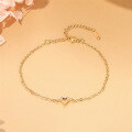 wholesale Brass Metal Hot-selling New Heart-shaped Inlaid Zircon Bracelet, Cross-border Trendy, Unique, Versatile Hand Accessory-0-2