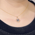 wholesale 18K Gold AU750 Vintage Style Mesh Design with Gemstone and Moissanite Pendant for Women-0-3