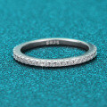 Sterling Silver Full Pave Moissanite Ring, Women's Minimalist Ins Style Stackable Tail Ring-0-1