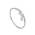 wholesale 999 Solid Silver Open-ended Bamboo Design Bangle for Women, a Gift for Girlfriend Symbolizing Peace and Safety-0-4