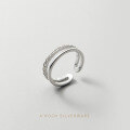 wholesale S925 Silver Nalan Double-layer Chain Ring Women's Temperament Aloof Style Link Index Finger Ring Minimalist Hand Jewelry J9083-0-3