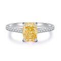wholesale S925 Sterling Silver High Carbon Diamond Ring, Radiant Cut Yellow Diamond Ring for Women, Cross-Border Live Streaming Best-Seller, Dropshipping Available-0-4