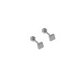 wholesale S925 Sterling Silver Minimalist Micro-Paved Star and Moon Stud Earrings for Sleeping Without Removal-0-9