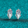 S925 Sterling Silver Moissanite Triangular Stud Earrings, Simple and Versatile for Daily Wear-0-4