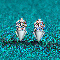 S925 Sterling Silver Moissanite Triangular Stud Earrings, Simple and Versatile for Daily Wear.-3.5mm zircon  925 silver