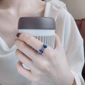 wholesale S925 Sterling Silver Sweet Blue Resin Bow Ring Ins Princess Style Fresh and Versatile Ring-0-1