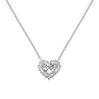 wholesale S925 Sterling Silver Crossed Square Zirconia Heart Pendant Necklace for Women, Minimalist and Chic Collarbone Chain-Platinum DY190882-SW-WH>925 Silver