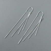 wholesale S925 Sterling Silver Long Tassel Snake Bone Earrings, Minimalist Style, Elegant and Simple, Anti-Loss Earrings M03133-S925 silver pair>925 silver