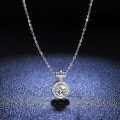 925 Silver 1 Carat Moissanite Princess Crown Pendant Necklace-0-2