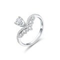 wholesale 18k White Gold Crown Tassel Ring with 048ct Lab-Grown Diamond for Engagement, Real Diamond, White Gold, K Gold, Foreign Trade-0-1