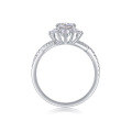 wholesale 925 Sterling Silver Moissanite Six-Prong Halo Ring Cross-Border TEMU Hot Selling New Style Closed Shank Factory Wholesale-0-4
