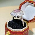 wholesale 925 Sterling Silver Pink Diamond Ring Women's Large Floret Full Diamond Exaggerated Luxury Full Diamond Style for Cross-Border Live-0-2