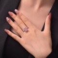 wholesale Metal: 925 Sterling Silver ShiPei Jewelry Pink Egg Shape 9*13 Sparkling Ice Flower Cut 4-Carat Pigeon Egg Style Women's Ring New Arrival-0-3