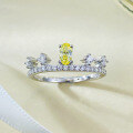 wholesale S925 Silver 3*5 Oval Yellow Diamond Ring for Engagement, High Carbon Diamond Ring Gift for Women-0-5