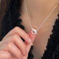 wholesale S925 Sterling Silver OT Full Diamond Necklace for Women, Fashionable and Light Luxury, Japanese and Korean New Style, Minimalist Collarbone Chain, Trendy Necklace-0-1