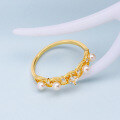 wholesale 925 Silver Gold Plated, Dunli Jewelry French Hollow Lace Pearl Ring, Ins Internet Celebrity Goddess Temperament Hand Accessories-0-2