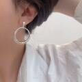 wholesale S925 Sterling Silver Large Hoop Earrings for Women, Korean Internet Celebrity New Style Circle, Niche and Versatile Fashion Ear Studs Earrings-0-4