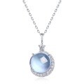 wholesale S925 Sterling Silver Gold-Plated Sky Blue Topaz Pendant Necklace, Minimalist Design Light Luxury for Holiday Gifts-0-4