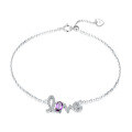 wholesale S925 Sterling Silver Light Luxury Natural Amethyst Bracelet for Women, European and American Style Princess Charm LOVE Letter Bracelet-0-0