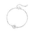 wholesale S925 Silver Wholesale Korean Fashion Double Layer Leaf Surface Geometric Chain Flower Bracelet for Women-0-4