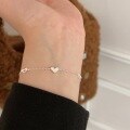 wholesale S925 Sterling Silver Korean Version Timeless Mother-of-Pearl Heart Bracelet for Women, Light Luxury Fashion Minimalist Versatile Wrist Accessory-0-3