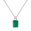wholesale S925 Sterling Silver Cross-Border New Cultured Emerald Vintage Pendant with Diamond Accents Collarbone Necklace Pendant, European and American Luxury Fashion-0-5