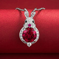 wholesale 18K Gold MoJing Jewelry Seasonal New Original Rabbit Pendant 80mm Pigeon Blood Red High Carbon Diamond Full Diamond Necklace for Women-0-3