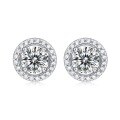 wholesale S925 Sterling Silver Women's New Round Stud Earrings with Moissanite, Elegant Wedding Gift, Direct from Source, Ready to Ship-0-7