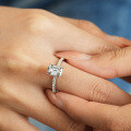 S925 Sterling Silver Rectangle 1ct Moissanite Ring for Women-0-2