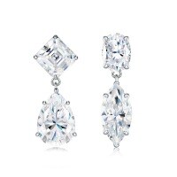 S925 Silver Moissanite Teardrop Earrings, Small Niche High-End Livestreamer Style.-Moissanite  925 Silver