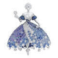 wholesale 925 Silver Gold-Plated High Carbon Diamond Dancing Fairy Royal Blue High Jewelry Women's Brooch-0-4