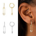 wholesale Metal-based, Trendy Ins Design Ear Cuffs, Pin-style, Zircon-accented Drop Earrings For Street-style Photography-0-3