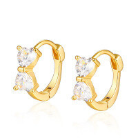 wholesale S925 Sterling Silver Micro-Inlaid Zircon Bow Hoop Earrings, Minimalist Pastoral Style, Niche Design Ear Accessories-Gold 925 silver