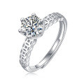 925 Silver Moissanite Ring Hollow Coin Fashion Jewelry Wholesale-0-3